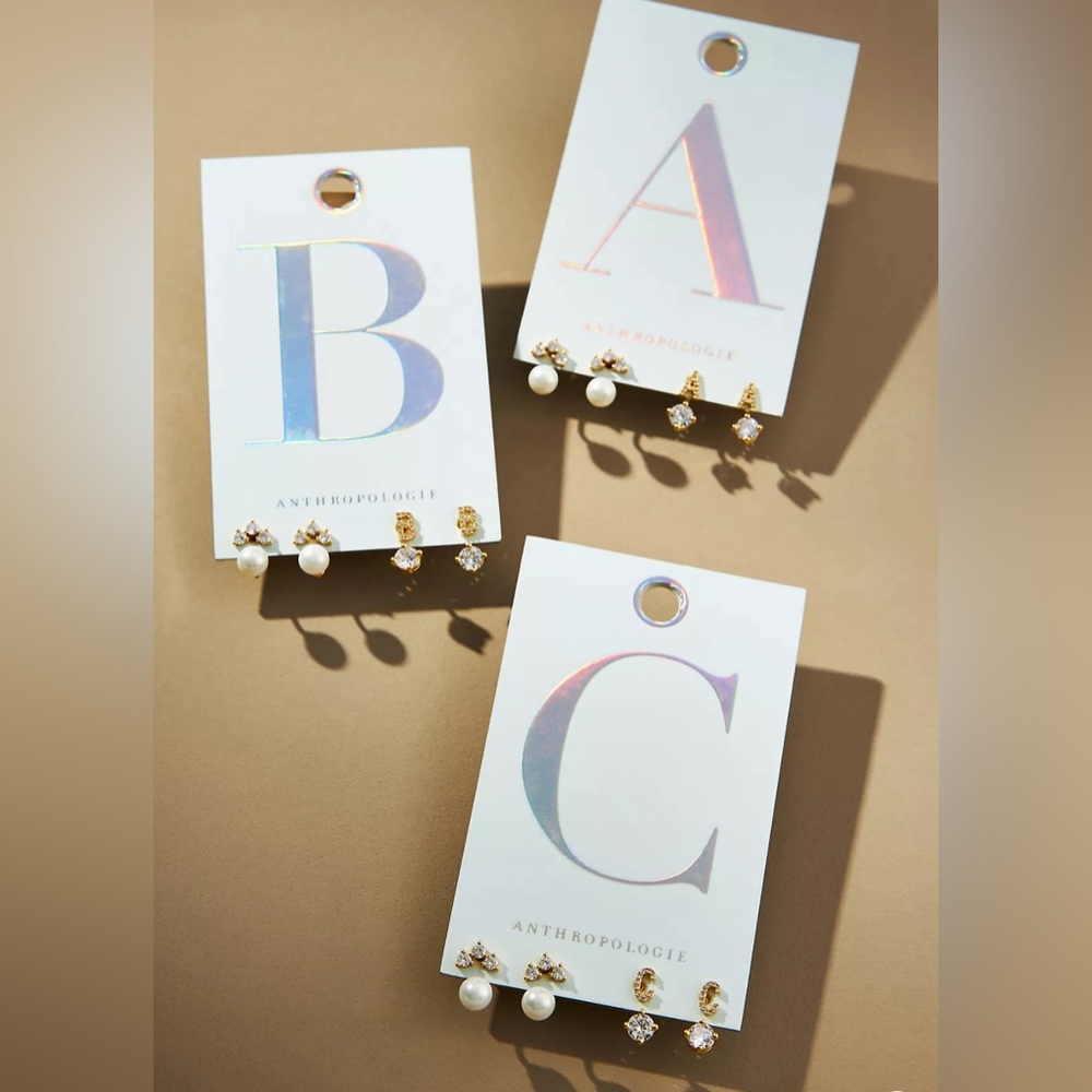 Set of Two Monogram Earrings/ LETTER S